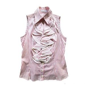 NWT! ANNE FONTAINE Corset Top Blouse Ruffles Pink sz 42